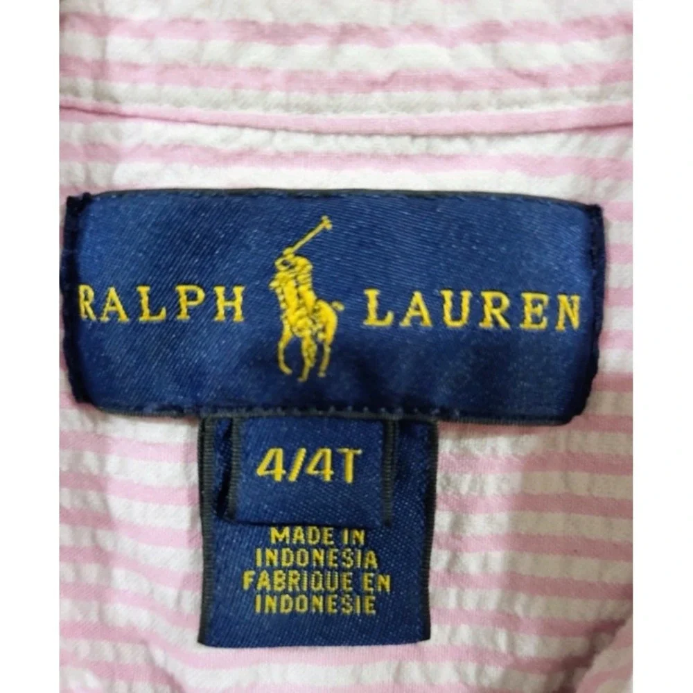 Polo Ralph Lauren Boys Size 4T Pink Stripe Button Down Shirt Coastal Preppy
